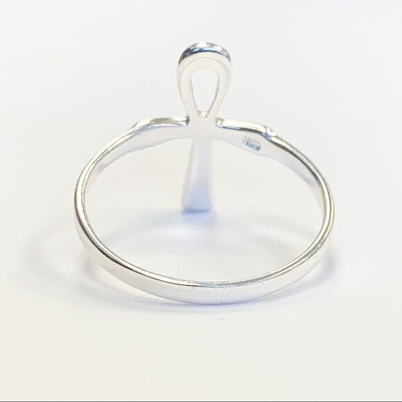 925 Sterling Silver Ankh Cross Ring - Picture 12 of 15
